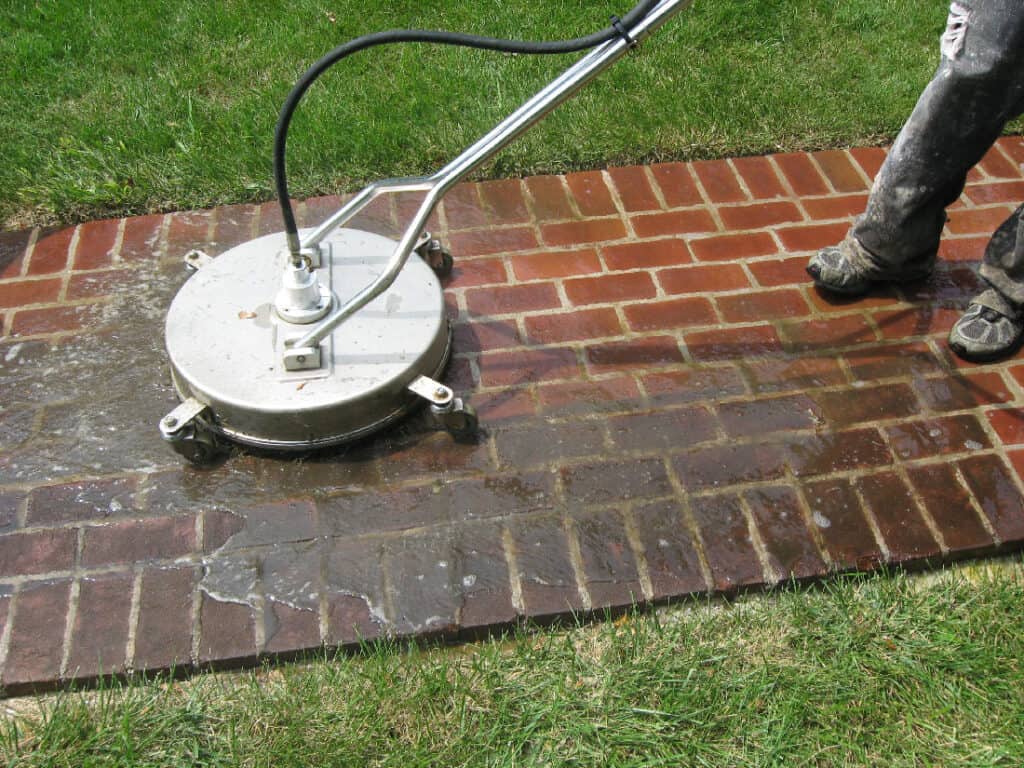 Brick Path Cleaning with Surface Cleaner