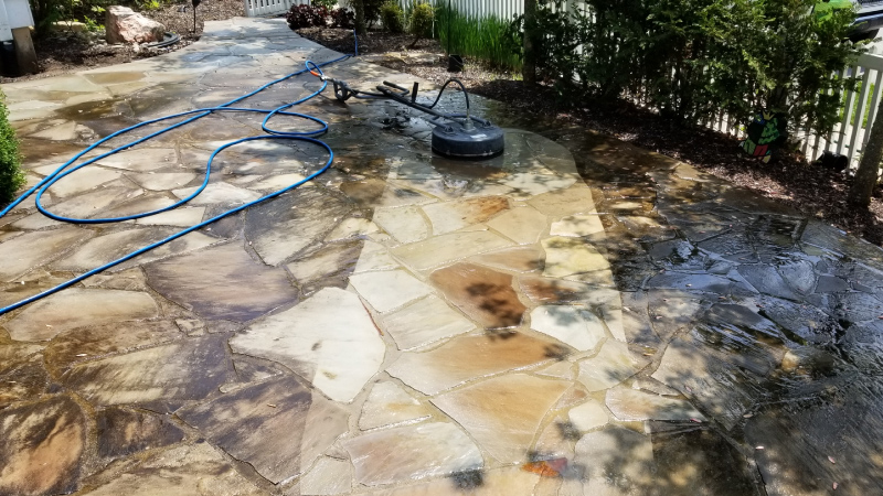 Back Patio Stone Cleaning
